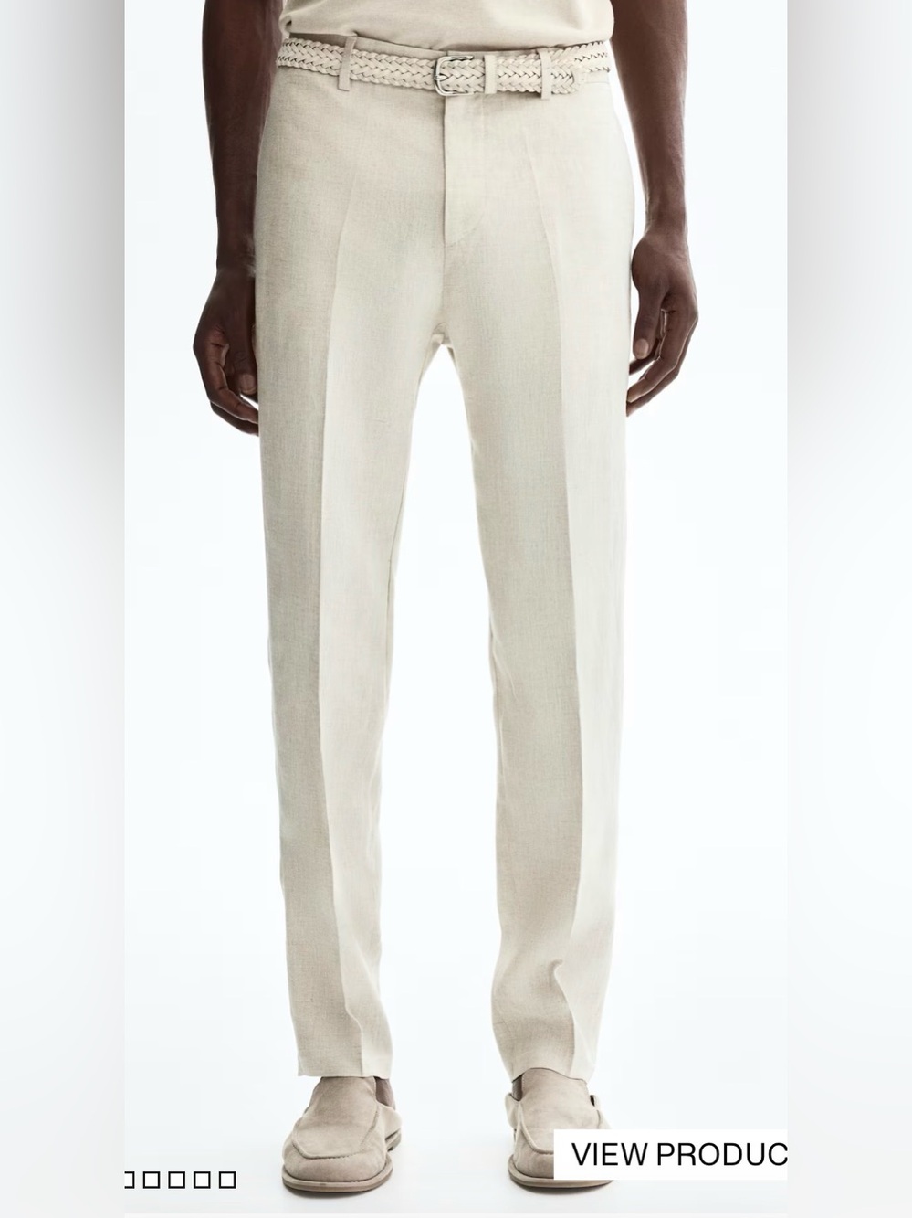 H&M Men's Light Cream Linen slim fit Dress Pants
